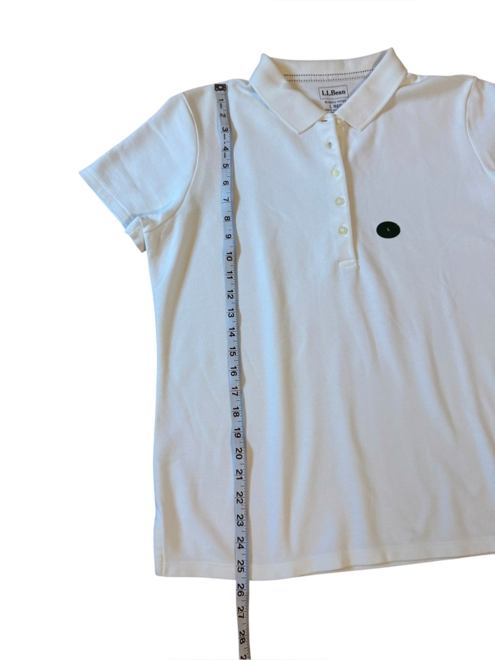 NWT L.L. Bean Cotton Short Sleeve Polo Shirt White Size Large - Picture 7 of 9